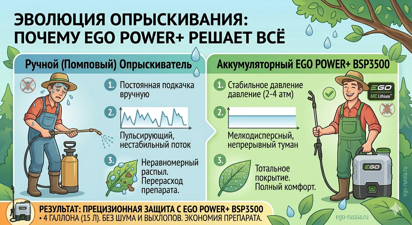 Сравнение ручного и аккумуляторного опрыскивателя