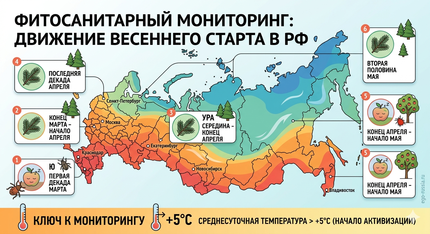 Карта температурного старта фитосанитарного мониторинга